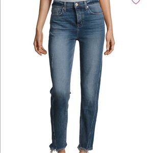 Hudson Jeans Rival Distressed Seamed High Rise Straight Leg Jeans Size 28